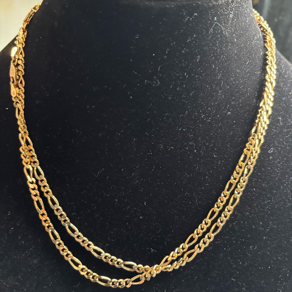 Gold Over Solid Sterling Silver Figaro Necklace - image 7